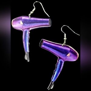 Purple Hair Dryer Earrings